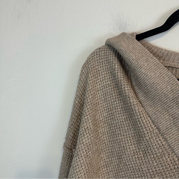 Aerie | Brown Waffle Knit Hooded Sweater Size Small - Picture 2 of 6